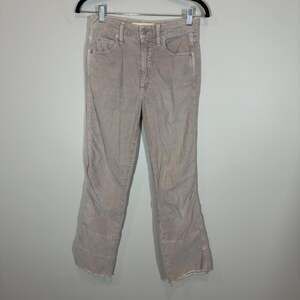 AMO Bella Velveteen Corduroy Pants Womens Size 25 Fawn High Rise Raw Hem